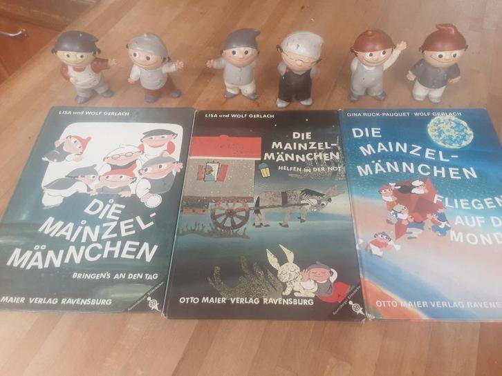 Die Mainzel-Männchen 6 poppen + 3 boeken complete serie., Verzamelen, Poppen, Gebruikt, Pop, Ophalen of Verzenden
