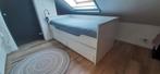 Bed met 2 opberglades en uitschuifbaar logeerbed (2x), Ophalen, 90 cm, Eenpersoons, Wit