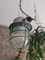 Industriële vintage lamp / kooilamp / bunkerlamp / fabrieksl, Huis en Inrichting, Lampen | Hanglampen, Ophalen, Gebruikt, Glas