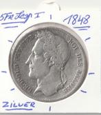 5 FR 1848 LEOPOLD I GELAUWERD, Ophalen of Verzenden, Zilver