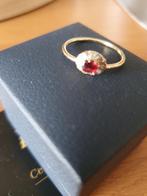 Bague 18k or jaune rubis et diamants. T52., Ophalen, Zo goed als nieuw, Geel, Goud
