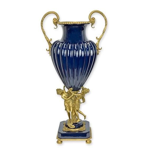 Luxe porseleinen urn | Blauw met bronzen details | Nieuw, Antiek en Kunst, Antiek | Porselein, Verzenden