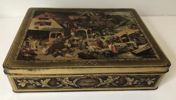 Vintage DBF blik – schilderij “spreekwoorden” Brueghel, Enlèvement ou Envoi, Utilisé, Biscuits, Autres marques