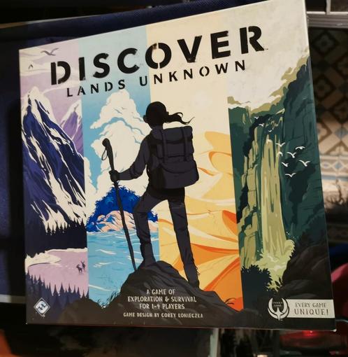 Discover: Lands Unknown - Fantasy Flight Games, Hobby en Vrije tijd, Gezelschapsspellen | Bordspellen, Zo goed als nieuw, Een of twee spelers
