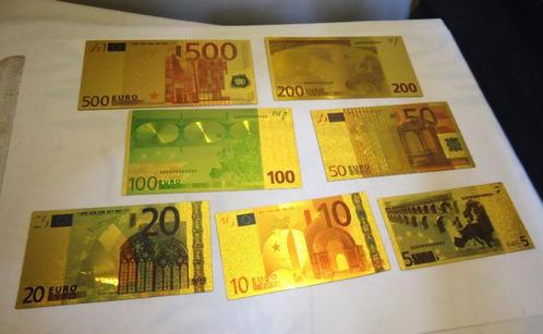 Bankbiljet Euro 24k Goud Verguld 7 stuks✨😍⚡🤗👀💑🎁👌, Antiek en Kunst, Curiosa en Brocante, Ophalen of Verzenden