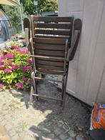 3 vintage houten zit/ligstoelen, Tuin en Terras, Ophalen, Gebruikt, Hout, Inklapbaar