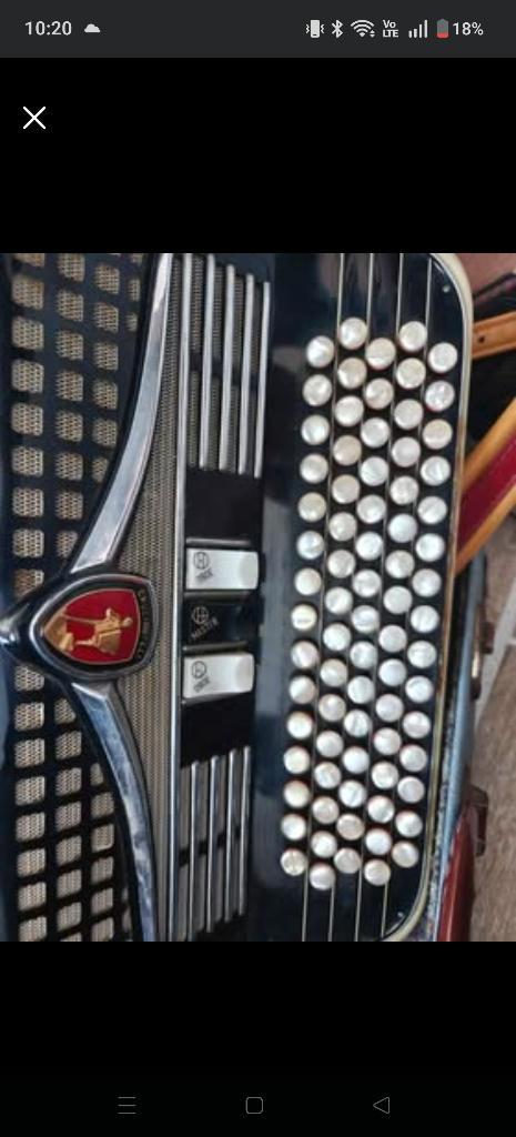 Accordeon, Muziek en Instrumenten, Accordeons, Gebruikt, Knopaccordeon, 120-bas, Overige merken, Met koffer, Met riemen, Ophalen