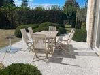 Moulmein Teak tafel ( klasse 1)  en 6 (á 8) teak stoelen, Tuin en Terras, Ophalen, Gebruikt, Rechthoekig, Teakhout