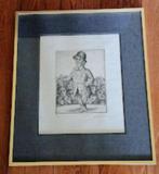 Roland Devolder - ets "Nar op de kermis" - N/kader/getekend, Antiek en Kunst, Ophalen of Verzenden