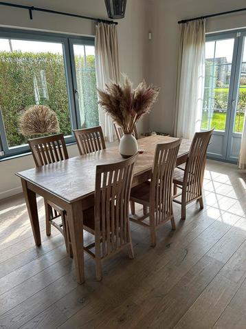 Set de table en teck (table + 6 chaises), Teck, Comme neuf, Enlèvement, 50 à 100 cm