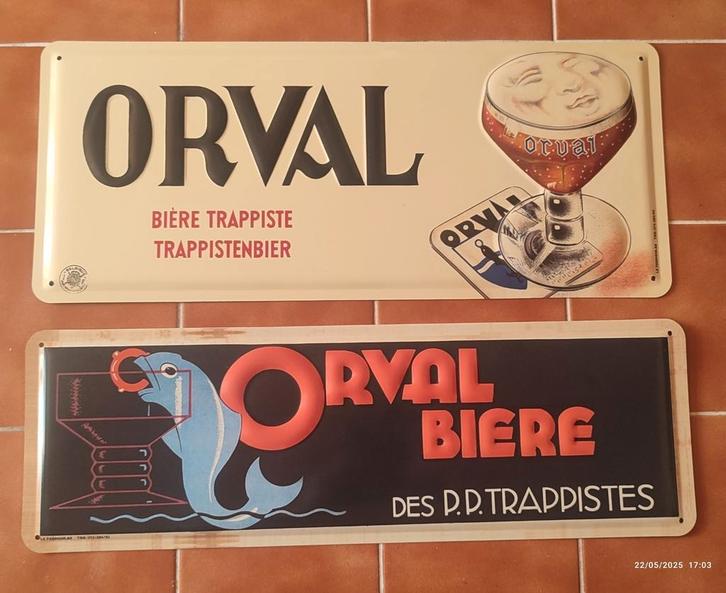 Twee originele abdijplaten van ORVAL., Verzamelen, Biermerken, Nieuw, Reclamebord, Plaat of Schild, Overige merken, Ophalen of Verzenden