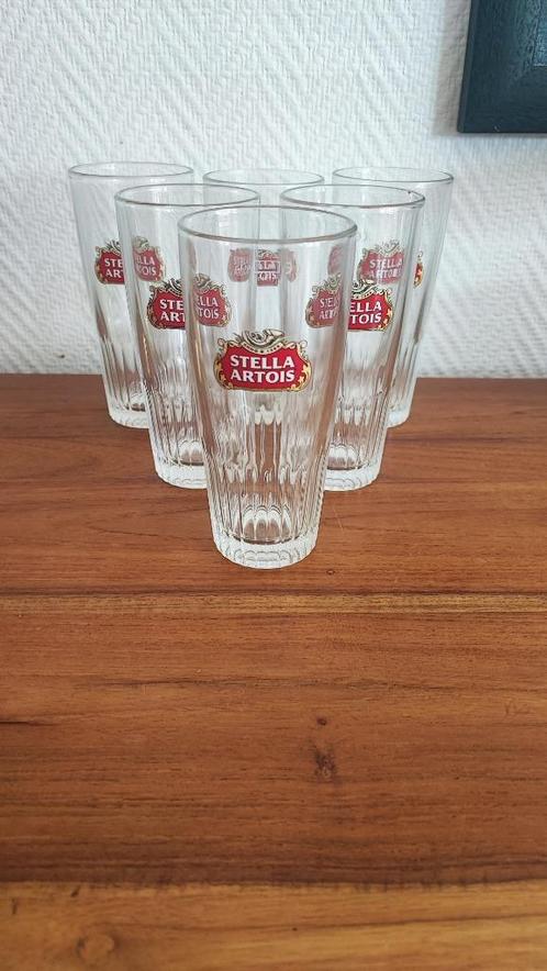 Stella Artois bierglazen ribbelkes 6 stuks, Verzamelen, Biermerken, Gebruikt, Stella Artois, Ophalen of Verzenden