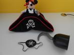 Disneyland Paris - piratenhoed Mickey, haak en ooglap, Peluche, Mickey Mouse, Utilisé, Enlèvement ou Envoi