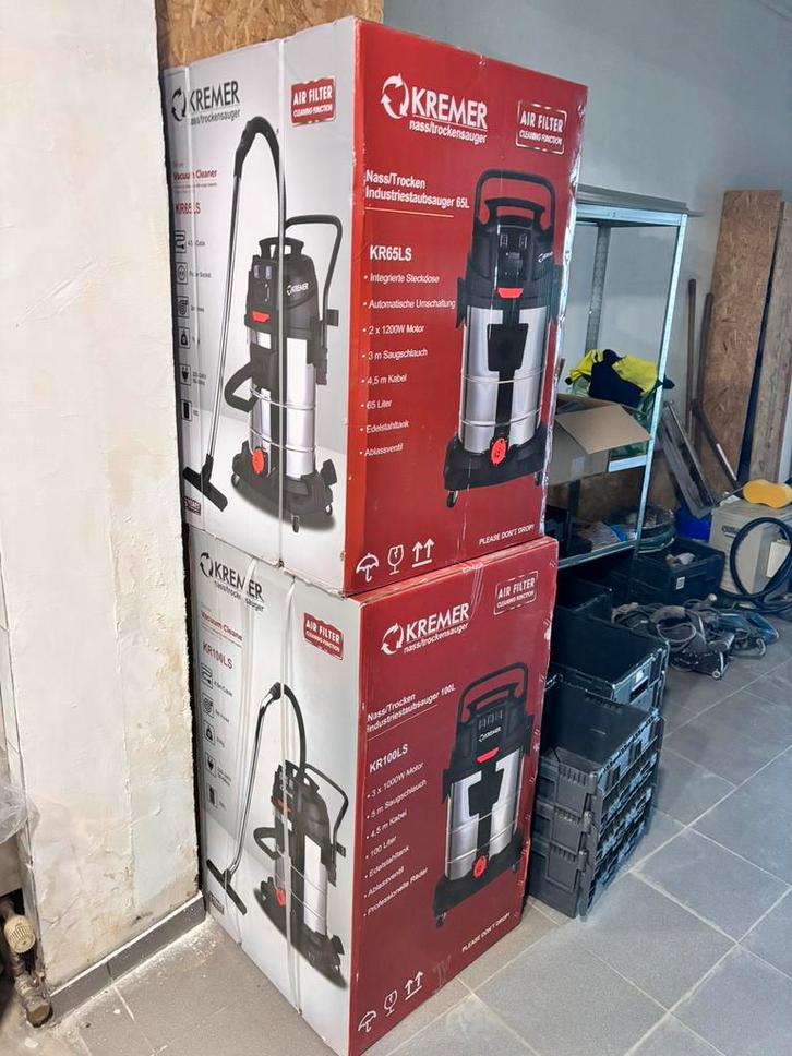 Kremer KR100LS industriële nat/droog stofzuiger, Electroménager, Aspirateurs, Neuf, Aspirateur, 2000 watts ou plus, Réservoir