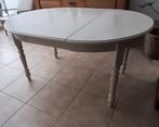 Witte ronde/ovale houten eettafel - landelijke stijl, Huis en Inrichting, Ophalen, Gebruikt, 100 tot 150 cm, 50 tot 75 cm
