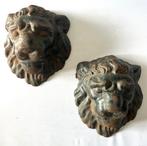 paar oude gietijzeren leeuwenkoppen, Antiek en Kunst, Ophalen of Verzenden, Koper