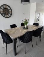 6 Zwarte Velvet Eetkamerstoelen, Huis en Inrichting, Stoelen, Ophalen, Zo goed als nieuw