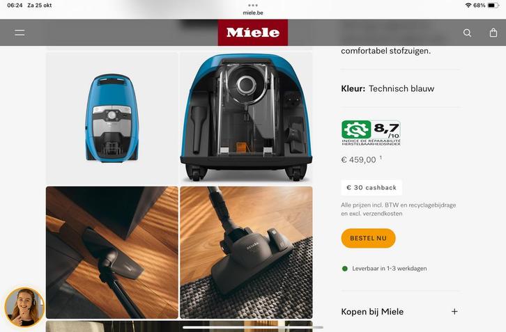 Stofzuiger MIELE zonder zak, Elektronische apparatuur, Stofzuigers, Zo goed als nieuw, Stofzuiger, Ophalen