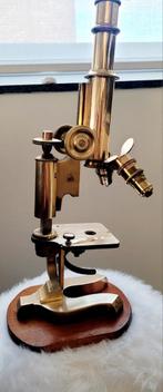 Antieke microscoop volledig in koper, Audio, Tv en Foto, Optische apparatuur | Microscopen, Zo goed als nieuw, Ophalen