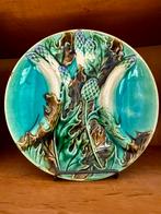 Vintage majolica wandbord – art nouveau stijl – 35 cm, Antiek en Kunst, Antiek | Keramiek en Aardewerk, Ophalen of Verzenden