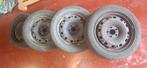 4 stalen velgen + banden Hankook Optimo K415, Auto-onderdelen, Ophalen, Gebruikt, Band(en)