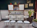 4 stuks vintage formica stoelen in marmermotief, Huis en Inrichting, Ophalen, Gebruikt, Vier, Overige kleuren