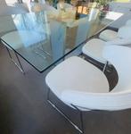 Moderne eettafel + 6 lederen stoelen, Ophalen, Zo goed als nieuw