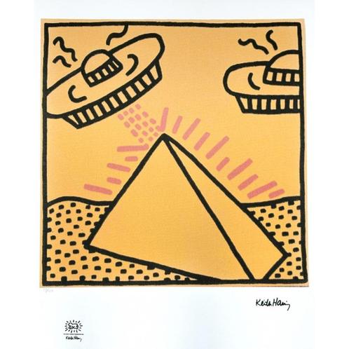 Keith Haring - Pyramid with UFOs, Antiek en Kunst, Kunst | Litho's en Zeefdrukken, Ophalen of Verzenden