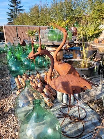 Roestkleur reigers koppel als tuin- terras decoratie! TOPPER beschikbaar voor biedingen