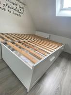 Ikea bed Brimnes, 160 cm, Wit, Zo goed als nieuw, Hout