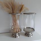 Rivièra Maison glazen windlicht met zilver – hoogte 51 cm, Ophalen, 50 tot 75 cm, Zo goed als nieuw, Kaars