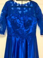 Nieuw super mooi lang blinkend kleed met kant- maat 42, Nieuw, Blauw, Maat 42/44 (L), Ophalen of Verzenden
