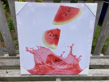 SCHILDERIJ FRUIT WATERMELOEN 40x40 cm OP CANVAS Nieuw beschikbaar voor biedingen