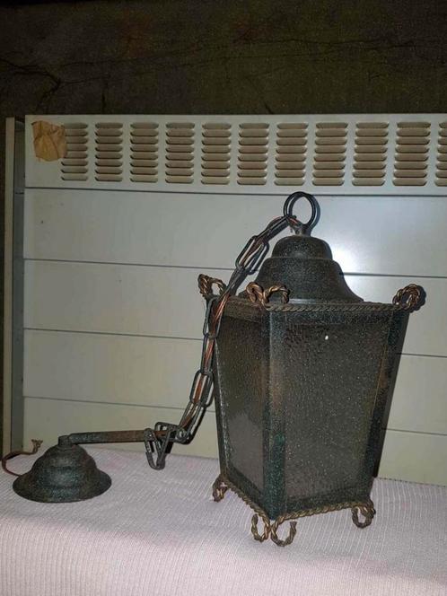 Antieke landelijke hanglamp lantaarn metaal, Antiek en Kunst, Antiek | Verlichting, Ophalen of Verzenden