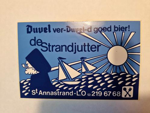 vintage sticker DUVEL jaren 90 of ouder STRANDJUTTER ST ANNA, Verzamelen, Biermerken, Zo goed als nieuw, Overige typen, Duvel