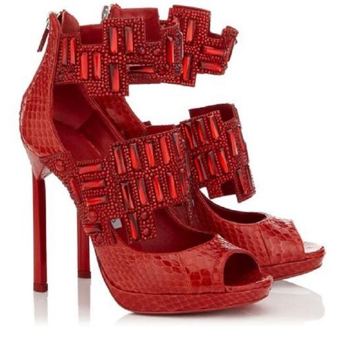 Prachtige Jimmy Choo Jing sandaal booties met kristallen, 37, Kleding | Dames, Schoenen, Nieuw, Sandalen of Muiltjes, Rood, Verzenden