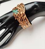 Bijzondere zilveren/bronzen Art Brut armband turquoise steen, Handtassen en Accessoires, Armbanden, Ophalen of Verzenden