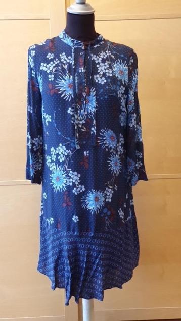 nieuwe blauwe met bloemen Marc'O Polo jurk maat 36