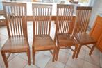 Lot de 4 belles chaises en teck, Ophalen, Bruin, Zo goed als nieuw, Vier