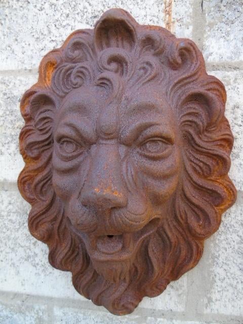 tête de lion murale en fonte rouillé , jet d eau ,, Jardin & Terrasse, Pièces d'eau & Fontaines, Neuf, Fontaine, Fonte, Enlèvement ou Envoi
