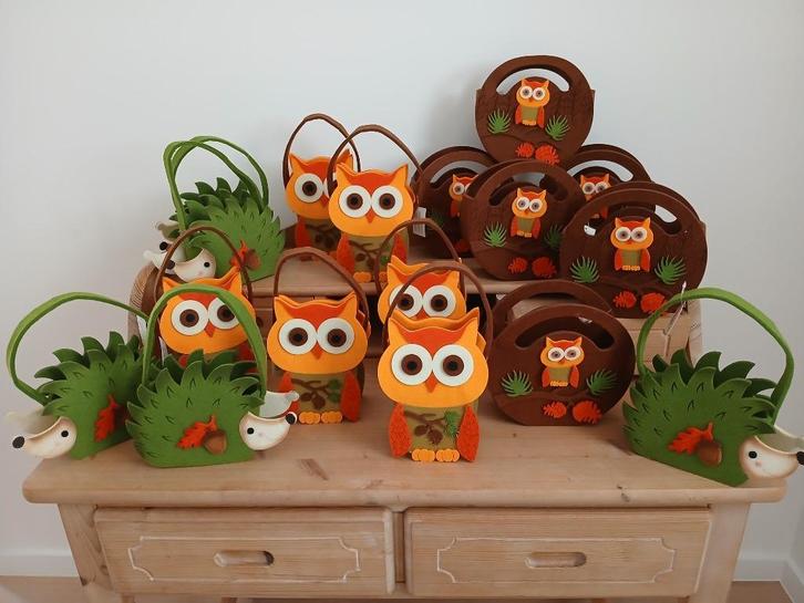 vilten draagtasjes egeltjes, uiltjes, Hobby en Vrije tijd, Feestartikelen, Nieuw, Ophalen of Verzenden