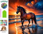 nr 581 Diamond Painting paard zonsondergang strand 40x40cm, Verzenden, Nieuw, Knutselwerk