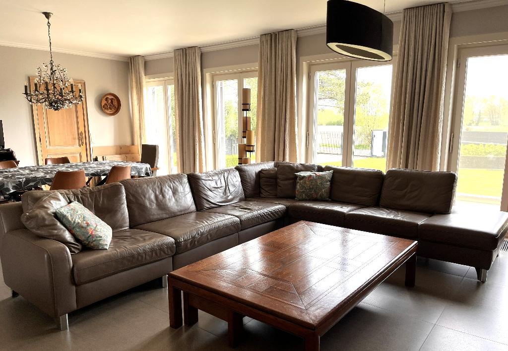 hoekzetel leder, Huis en Inrichting, Zetels | Complete zithoeken, Gebruikt, Leer, Ophalen