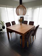 Tafel in teak – vierkant (120 x 120 cm), Huis en Inrichting, Ophalen, Gebruikt, Vijf personen of meer, 100 tot 150 cm
