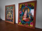 2 antieke achterglasschilderingen, oost europa, Antiek en Kunst, Ophalen