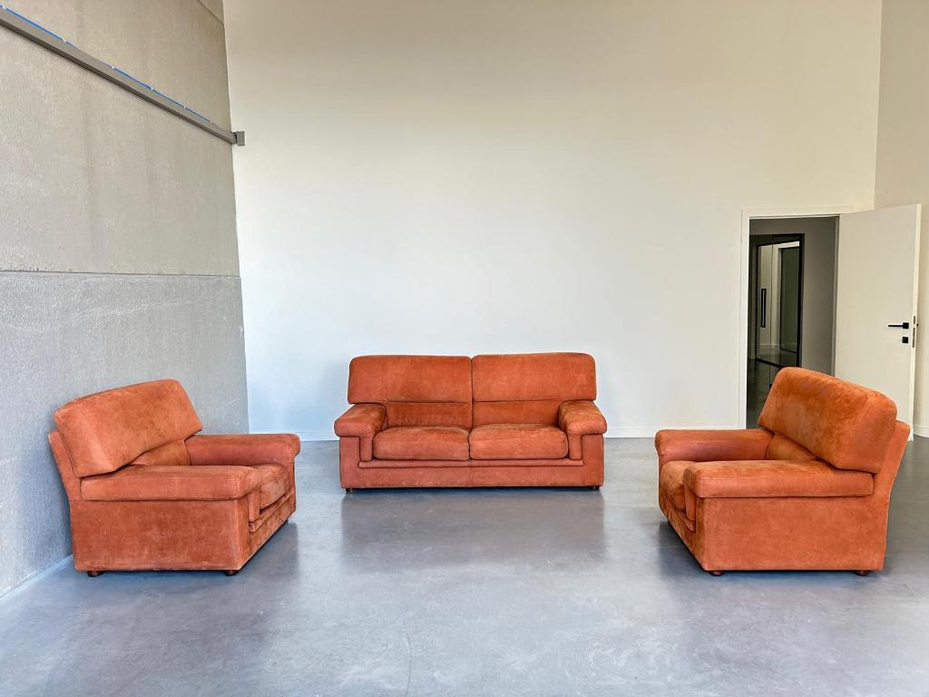 Leren zetelset cognac | topstaat, Ophalen, Zo goed als nieuw, Leer, Modern