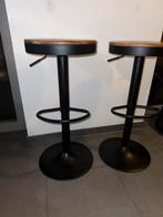 2 Barkrukken hout bruin - zwart, Huis en Inrichting, Ophalen, 60 tot 90 cm, Zo goed als nieuw, In hoogte verstelbaar