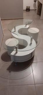 Table de salon blanche forme en S, Maison & Meubles, Enlèvement, Utilisé, Verre, Forme en S