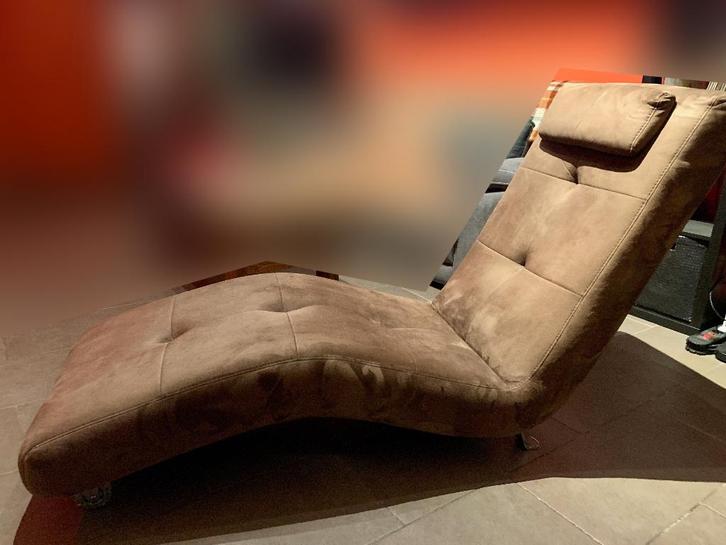 Fauteuil long de relaxation - Design Retro, Maison & Meubles, Fauteuils, Utilisé, Tissus, 50 à 75 cm, 125 à 150 cm, Enlèvement