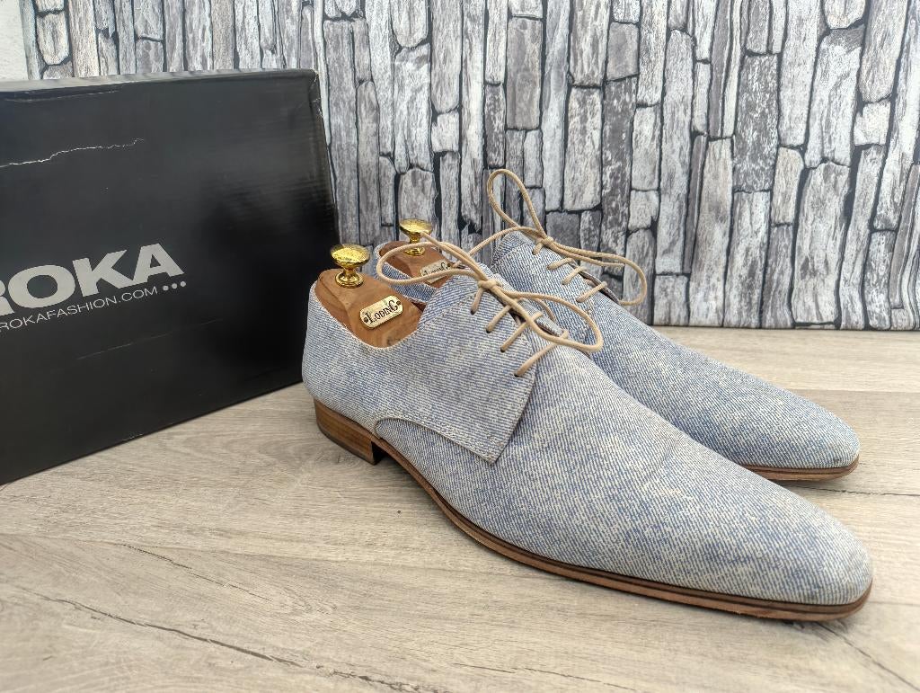Roka lichtblauwe herenschoenen - Maat 43, Vêtements | Hommes, Chaussures, Comme neuf, Chaussures à lacets, Bleu, Envoi